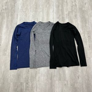 3 Lululemon Swiftly Tech Long Sleeve Crews Size 6